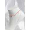 Pembe Renk Boncuklu Papatya Motifli Halhal