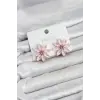 Pembe Renk Kristal Taşlı Lotus Çiçek Model Kadın Küpe