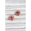 Pembe Zirkon Taşlı Düğme veya Manşet Broşu