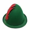 Peter Pan Şapkası Yeşil Renk Kırmızı Tüylü