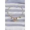 Pirinç Altın Renk Zirkon Taşlı Yonca Model Charm Bileklik