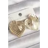 Pirinç Gold Renk İşlemeli Plaka Kalp Model Kadın Küpe