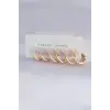 Pirinç Gold Renk Oval Küpe Seti
