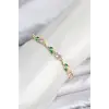 Pirinç Gold Renk Pembe Zirkon Taşlı Çiçek Model Kadın Bileklik