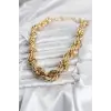 Pirinç Gold Renk Sarmal Halat Model Kadın Kolye 5886