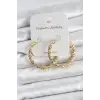 Pirinç Gold Renk Tırtıklı Halka Model Kadın Küpe