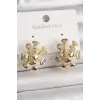 Pirinç Gold Renk Virüs Figür Model Kadın Küpe