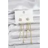 Pirinç Gold Renk Yonca Model Sallantılı Kadın Küpe