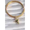 Pirinç Gold Renk Zirkon Taşlı 3D Üçgen Model Ajda Charm