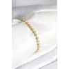 Pirinç Gold Renk Zirkon Taşlı Baklava Model Kadın Bileklik