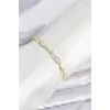 Pirinç Gold Renk Zirkon Taşlı Çiçek Model Kadın Bileklik