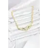 Pirinç Gold Renk Zirkon Taşlı Serenay Kolye
