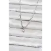 Pirinç Gümüş Renk Damla Model Kadın Kolye