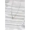 Pirinç Gümüş Renk Damla Model Kadın Kolye