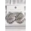 Pirinç Gümüş Renk İşlemeli Oval Model Kadın Küpe