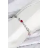 Pirinç Gümüş Renk Mix Renk Zirkon Taşlı Çiçek Model Kadın Bileklik