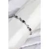 Pirinç Gümüş Renk Mor Zirkon Taşlı Çiçek Model Kadın Bileklik