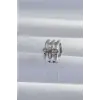 Pirinç Gümüş Renk Yonca Earcuff Küpe