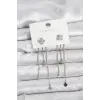Pirinç Gümüş Renk Yonca Model Sallantılı Kadın Küpe