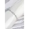 Pirinç Gümüş Renk Zirkon Taşlı Çiçek Model Kadın Bileklik