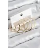 Pirinç Halka Model Gold Renk Kadın Set Küpe