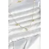 Pirinç Minimal Gold Renk Yonca Model Kadın Kolye