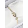 Pirinç Zirkon Taşlı Kalp Model Gold Renk Kadın Bileklik