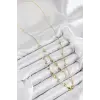 Pirinç Zirkon Taşlı Kalp Model Gold Renk Y Kolye