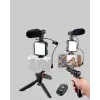 Profesyonel Vlog Çekim Kiti LED Işıklı Tripod Mikrofonlu Telefon Seti