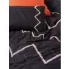 Puff Nakışlı Ranforce Çift Kişilik Nev Takımı Mirely Siyah Kiremit