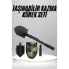 Pusulalı Katlanabilen Portatif Çantalı Mini Kazma Kürek Seti