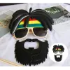 Rasta Peruklu Rasta Sakallı Bob Marley Bıyıklı Parti Gözlüğü 27x18 cm
