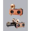 Retro Gramafon Bluetooth Hoparlör Çift Stereo Sesli FM Radyo Destekli