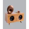Retro Gramafon Bluetooth Hoparlör Çift Stereo Sesli FM Radyo Destekli