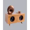 Retro Gramafon Bluetooth Hoparlör Çift Stereo Sesli FM Radyo Destekli