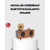 Retro Gramofon Tasarımlı Bluetooth Hoparlör – 3D Stereo Ses, 1800 mAh Batarya