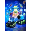 Robot şekilli siyah plastik şarjlı müzikli projektör gece lambası 16 x 14 cm - 16 x 14 Boyut/Ebat