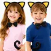Sarı Kulaklı Kedi Kostüm Seti – Taç Papyon Kuyruk 3 Parça Bx40