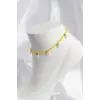 Sarı Renk Boncuklu Papatya Motifli Halhal
