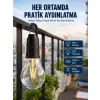 Şarjlı Dekoratif Kamp Lambası Askılı Ampul Led Işık Type-C Girişli