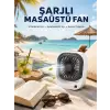 Şarjlı Masaüstü Fan 3 Kademeli Hız Ayarlı Güçlü Hava Akışı