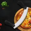 Satır Kıyma Bıçağı - Yarım Ay Modeli - Sebze Doğrama Satırı - Pizza Dilimleme Bıçağı - Paslanmaz Çelik