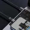 Şeffaf Uçlu iPhone 45w Usb Hızlı ve Dayanıklı Şarj ve Data Işıklı Örgü Kablo 1 Metre