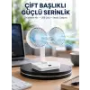 Sessiz Çalışan USB Şarjlı Çift Kafalı Masaüstü Fan – Ev ve Ofis İçin