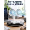 Sessiz Çalışan USB Şarjlı Çift Kafalı Masaüstü Fan – Ev ve Ofis İçin