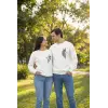 Sevgililer Gününe Baskılı Oversize Bisiklet Yaka Sweatshirt - Beyaz