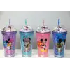 Sevimli Mickey Mouse Pipetli Işıklı Boncuklu Suluk Bardak 400 ml