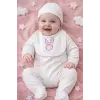 Sevimli Tşan Desenli Kız Bebek 4’lü Tulum Seti