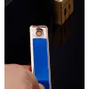 Şık Görünümlü Usb Şarjlı Rezistanslı İnce Slim Metal Çakmak (mavi)