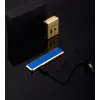 Şık Görünümlü Usb Şarjlı Rezistanslı İnce Slim Metal Çakmak (mavi)